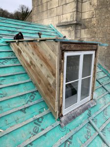 Dormer window before lead work