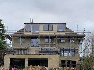a building under construction with scaffolding